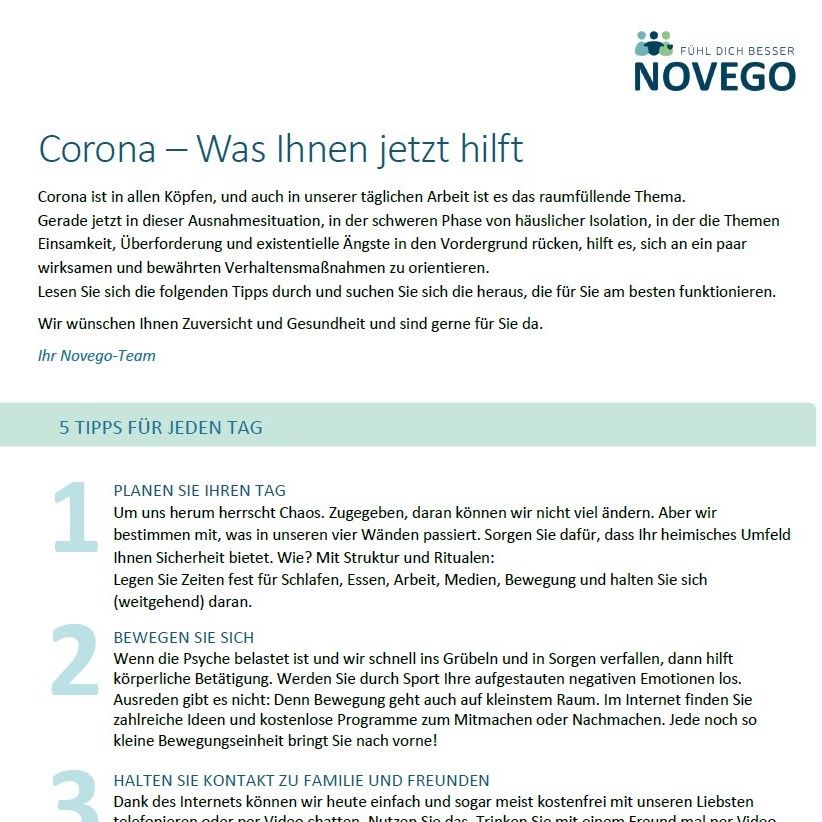 Symbolbild Tipps für den Umgang mit Corona