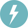Illustration von einem weißen Bitz-Symbol auf hellblauem Hintergrund