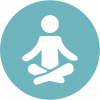 Illustration einer Person in entspannter Pose auf hellblauem Hintergrund